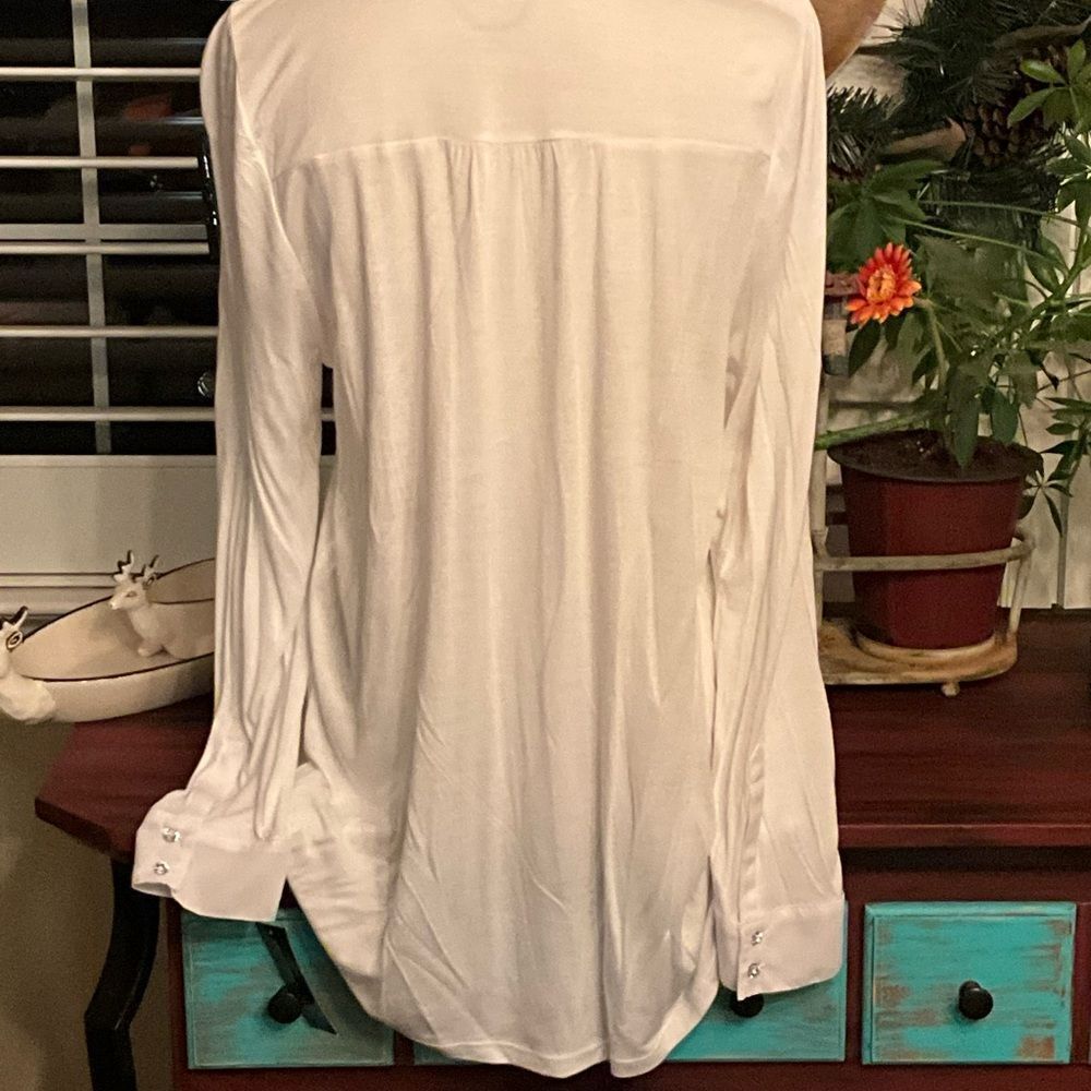 INC ivory Blouse NWT Sparkly Button Down XL - Picture 4 of 7